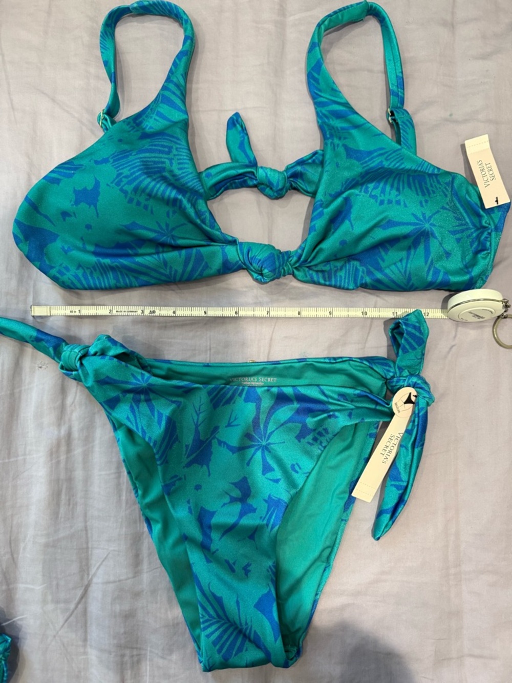 Victoria's Secret Turquoise & Blue Tropical Bikini Set M